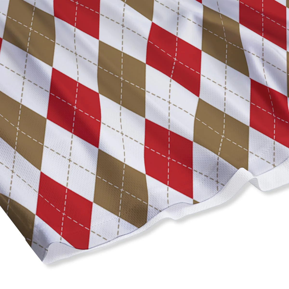 White Red And Beige Argyle Print Pattern Mesh Shorts - Image 4