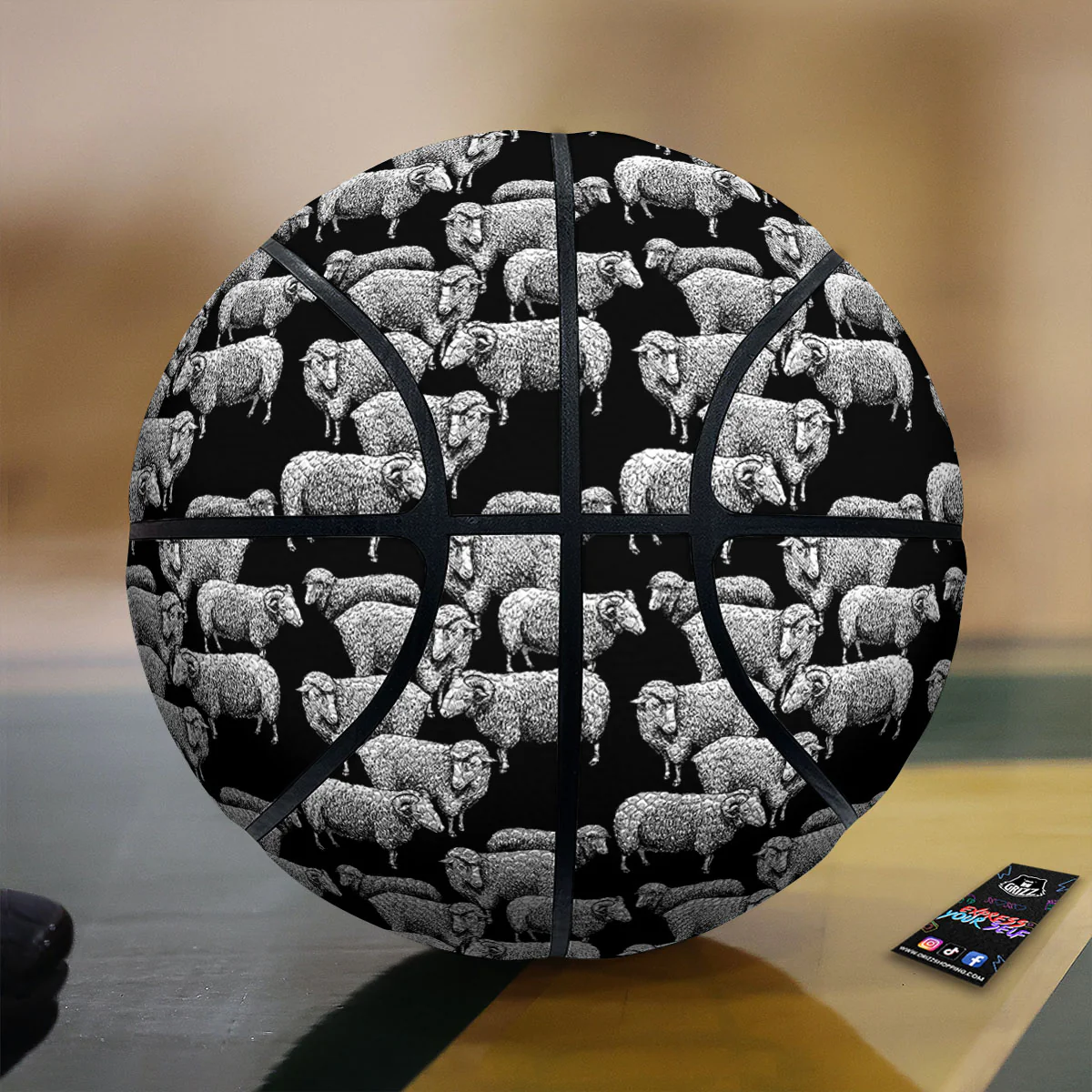 White Sheep And Black Print Pattern Basketball