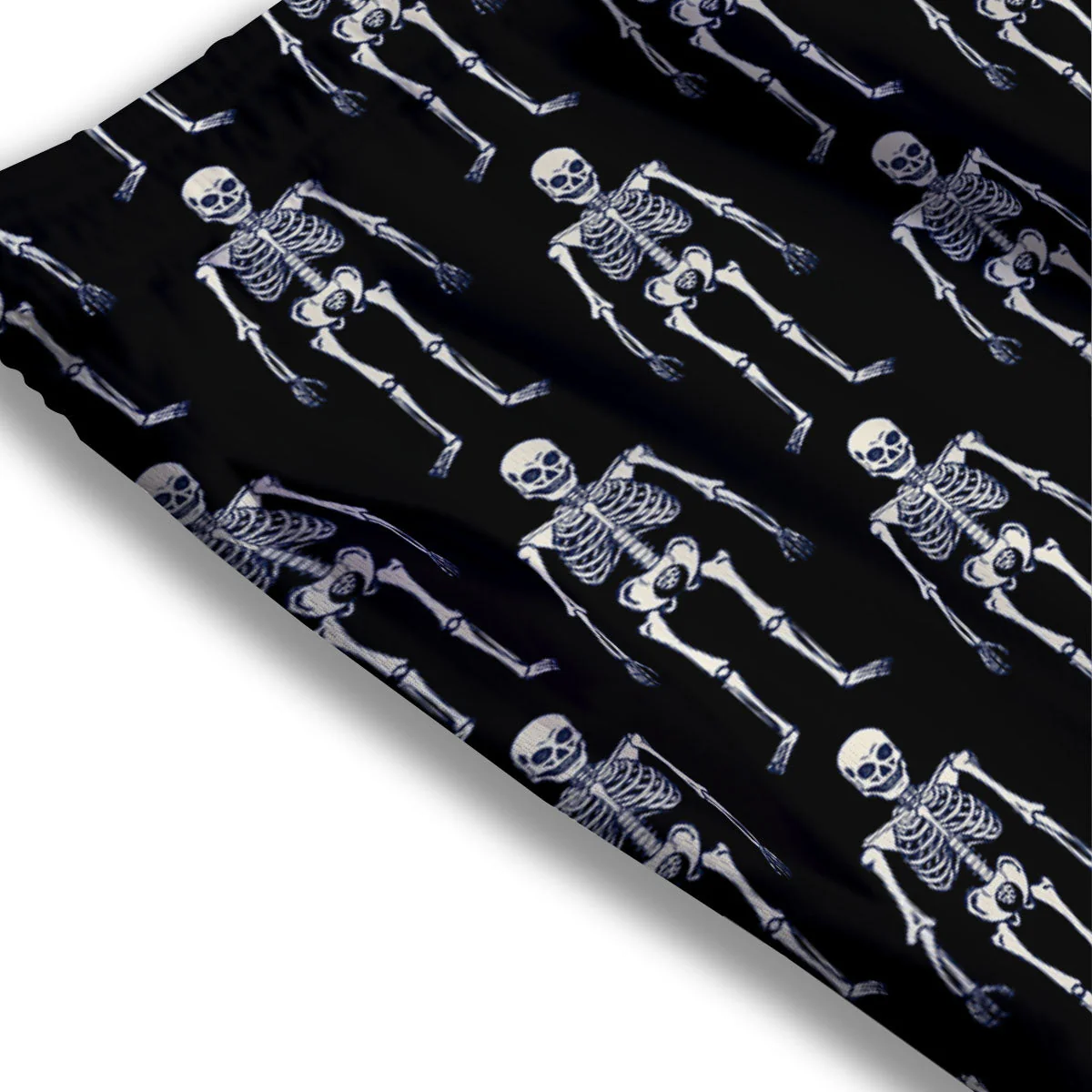 White Skeleton And Black Print Pattern Mesh Shorts - Image 3