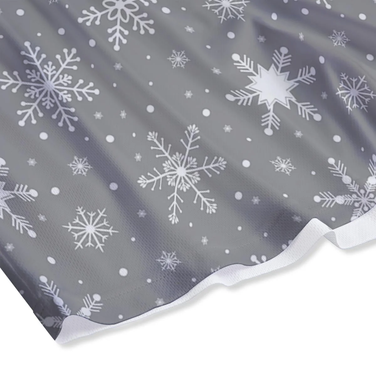 White Snowflake And Silver Print Pattern Mesh Shorts - Image 4