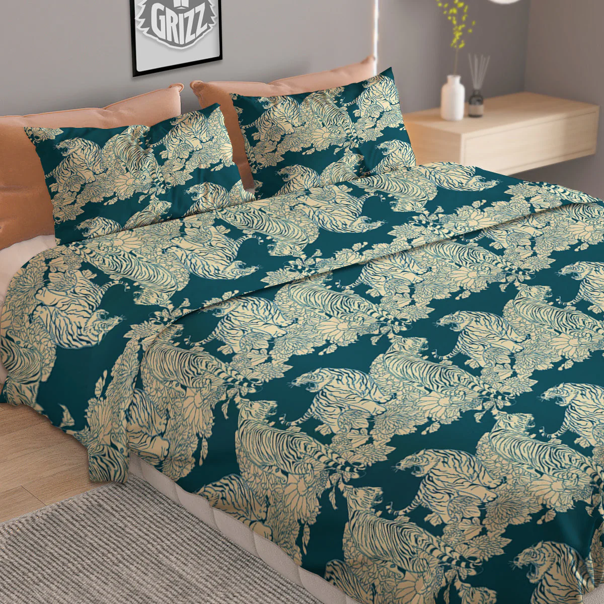 White Tiger Japanese Print Pattern Duvet Cover Bedding Set - Image 2