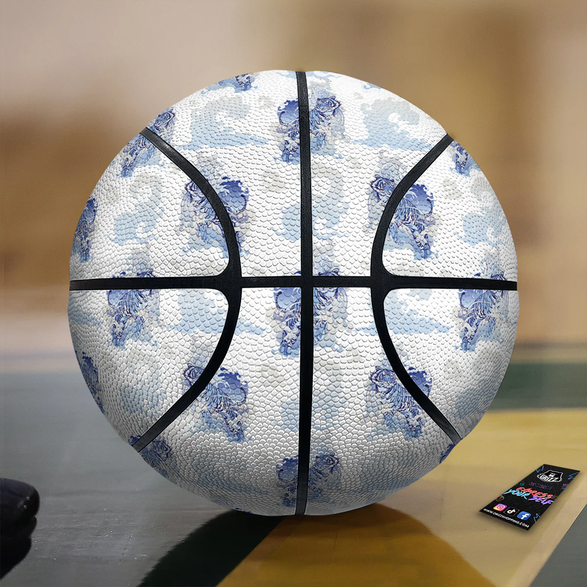 White Tiger Tattoo Japanese Print Pattern Basketball