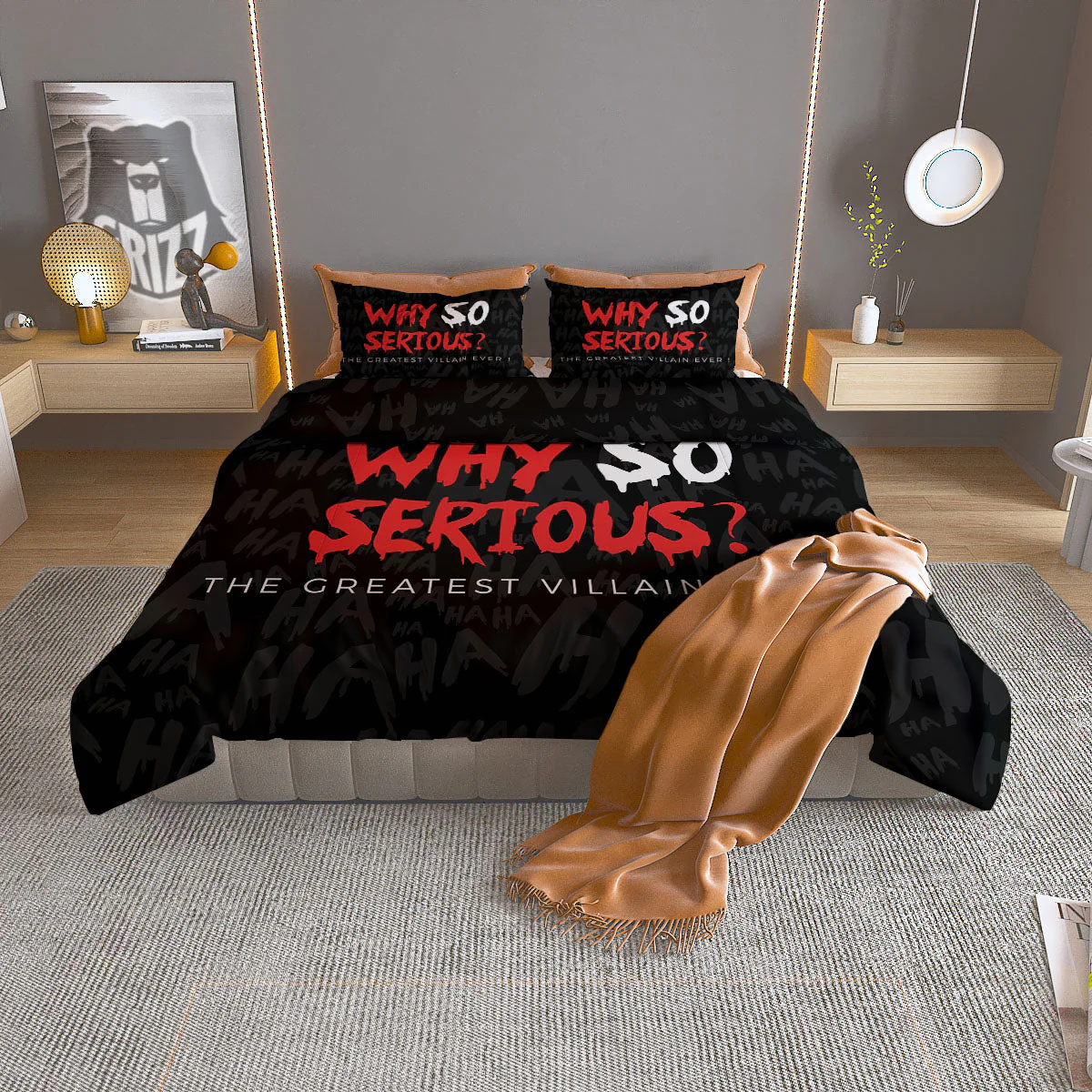 Why So Serious Laughing Joker Print Duvet Cover Bedding Set