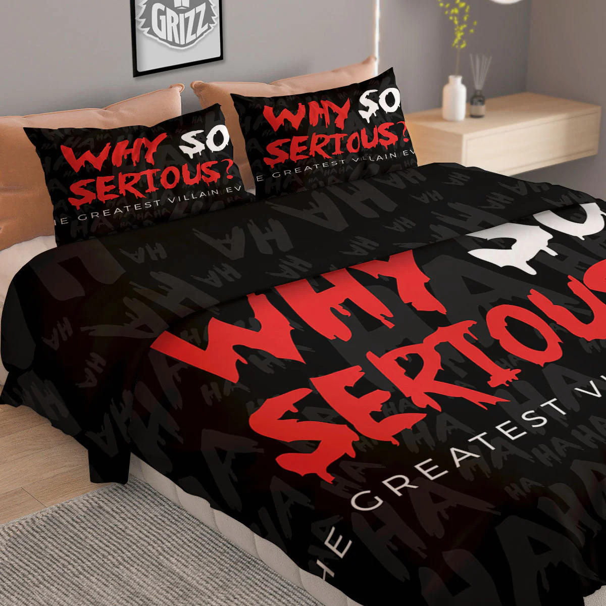 Why So Serious Laughing Joker Print Duvet Cover Bedding Set - Image 2