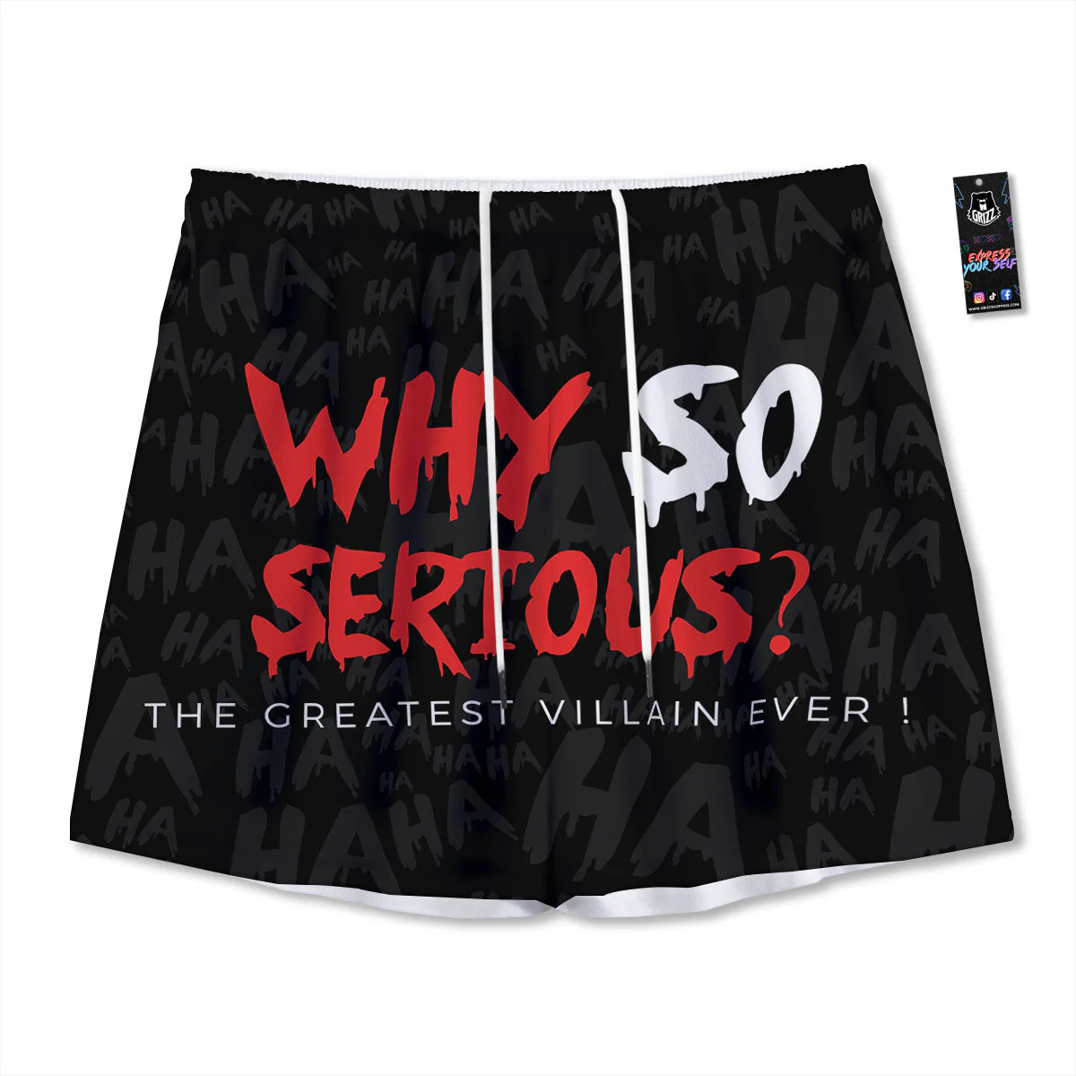 Why So Serious Laughing Joker Print Mesh Shorts