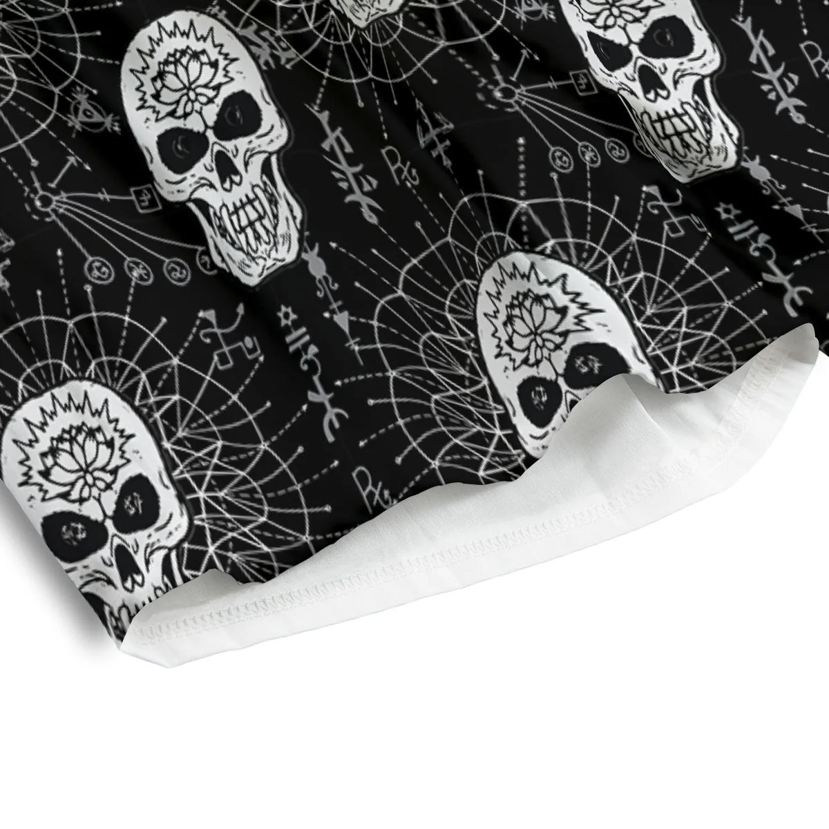 Wicca Evil Skull White And Black Print Men's Athletic Shorts - Image 4