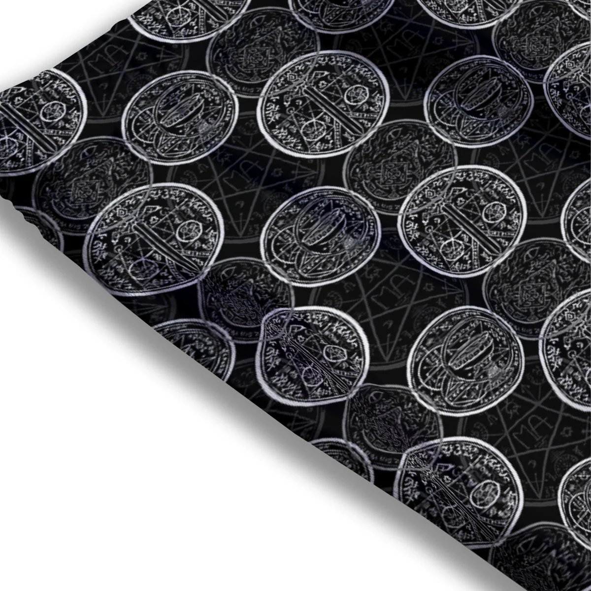 Wicca Gothic Curse Print Pattern Mesh Shorts - Image 3