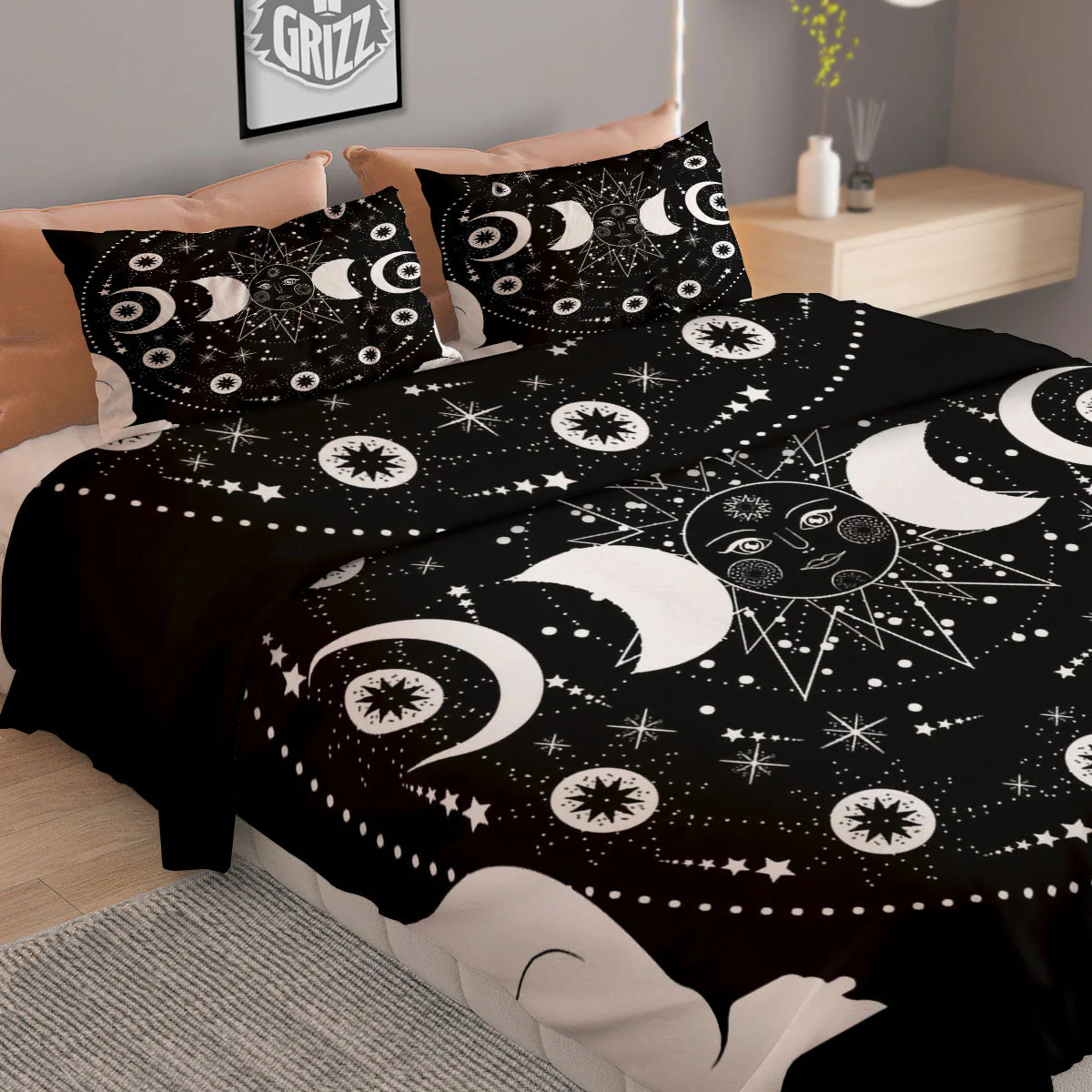 Wicca Magical White And Black Print Duvet Cover Bedding Set - Image 2