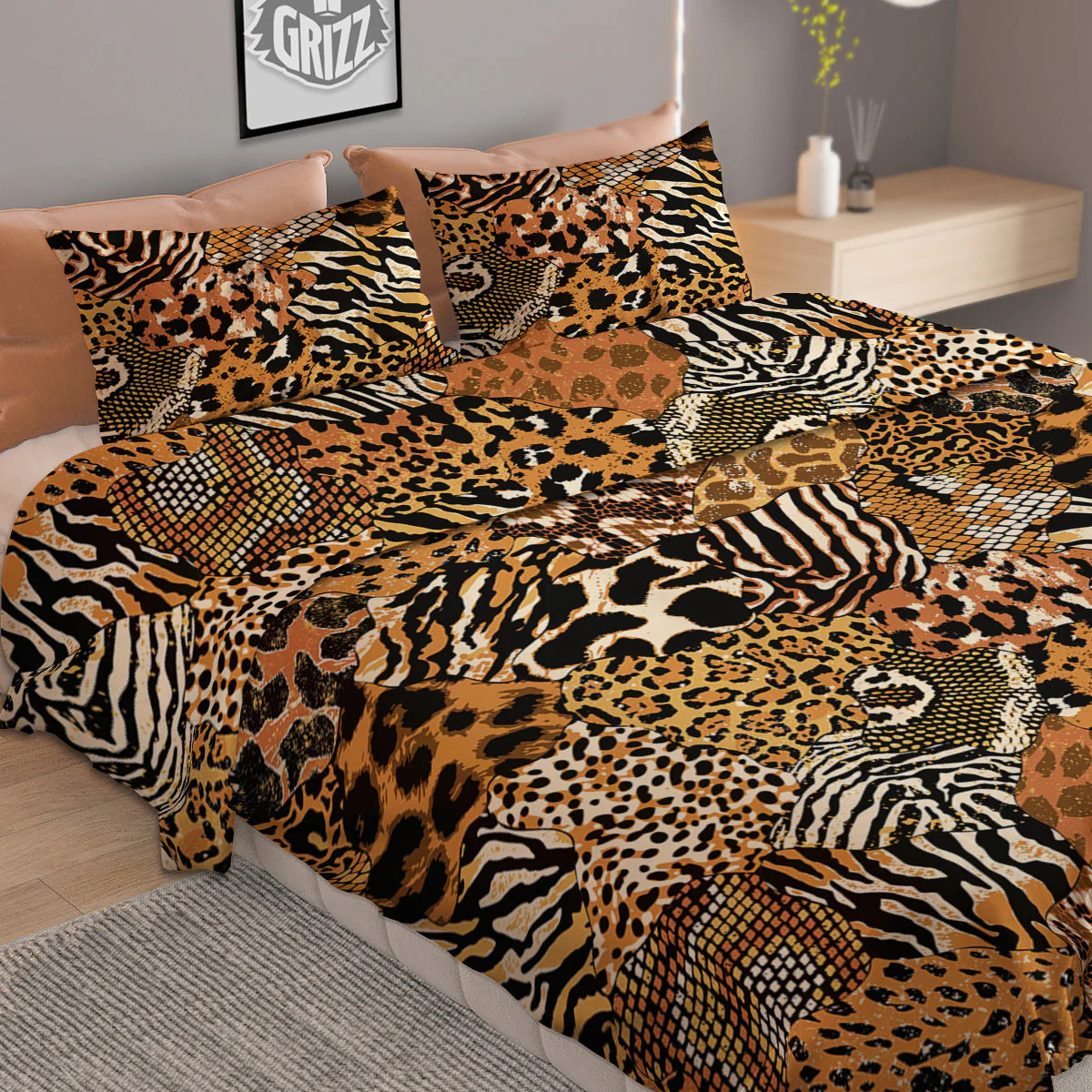 Wild Animal Skins Patchwork Print Pattern Duvet Cover Bedding Set - Image 2