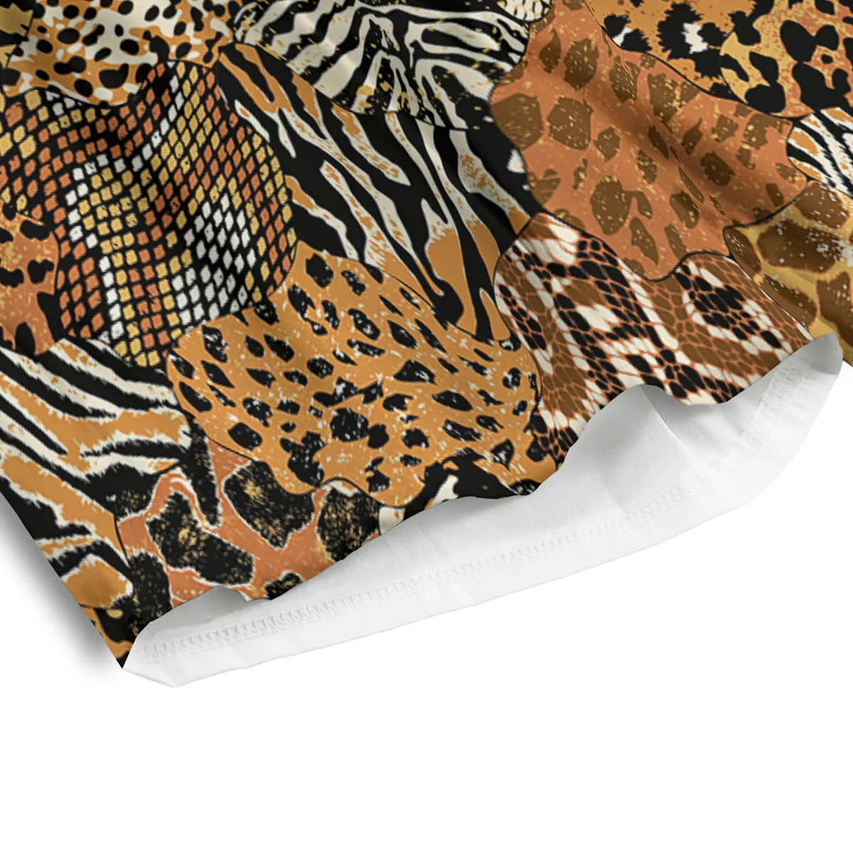 Wild Animal Skins Patchwork Print Pattern Men's Athletic Shorts - Image 4