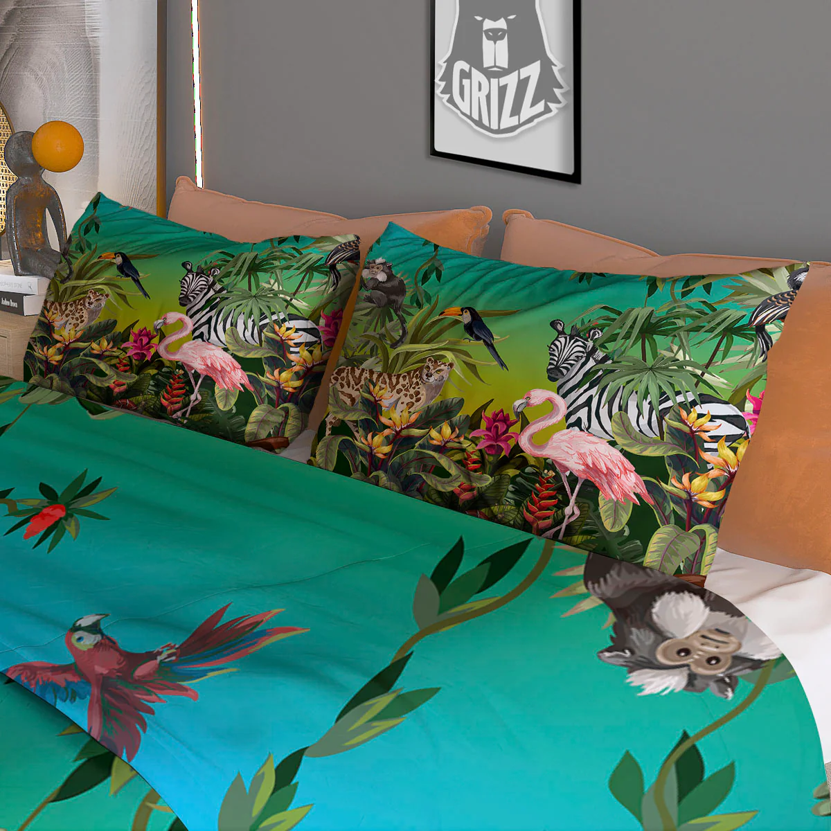 Wild Animals Jungle Print Duvet Cover Bedding Set - Image 3