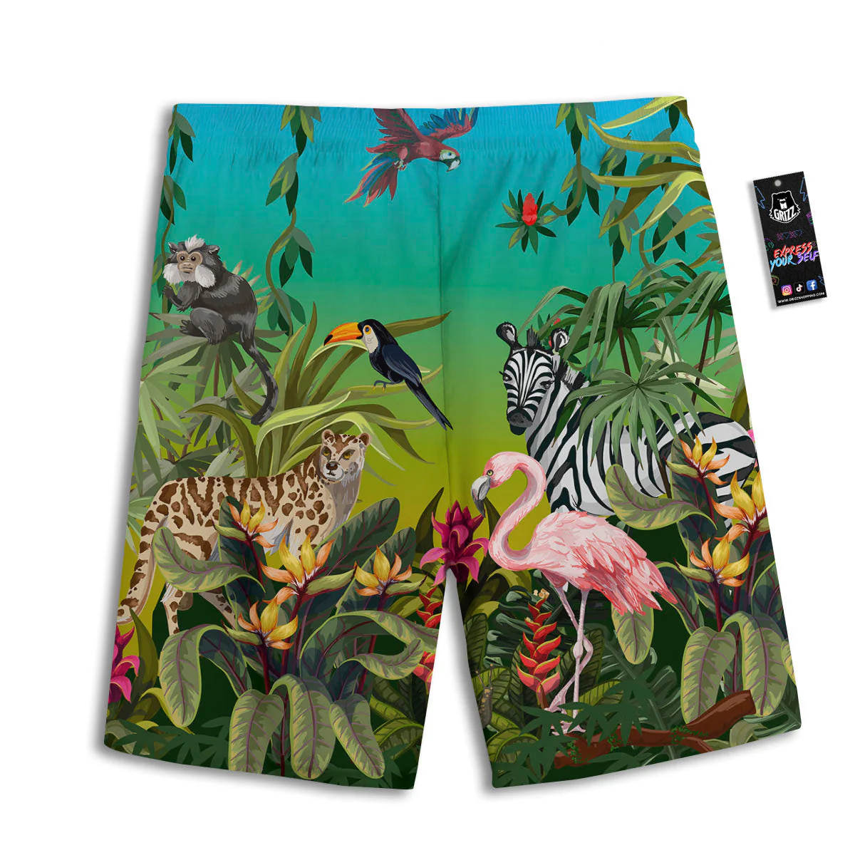 Wild Animals Jungle Print Men's Athletic Shorts - Image 2