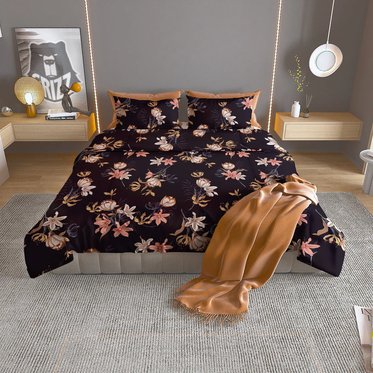 Wild Flower Print Pattern Duvet Cover Bedding Set