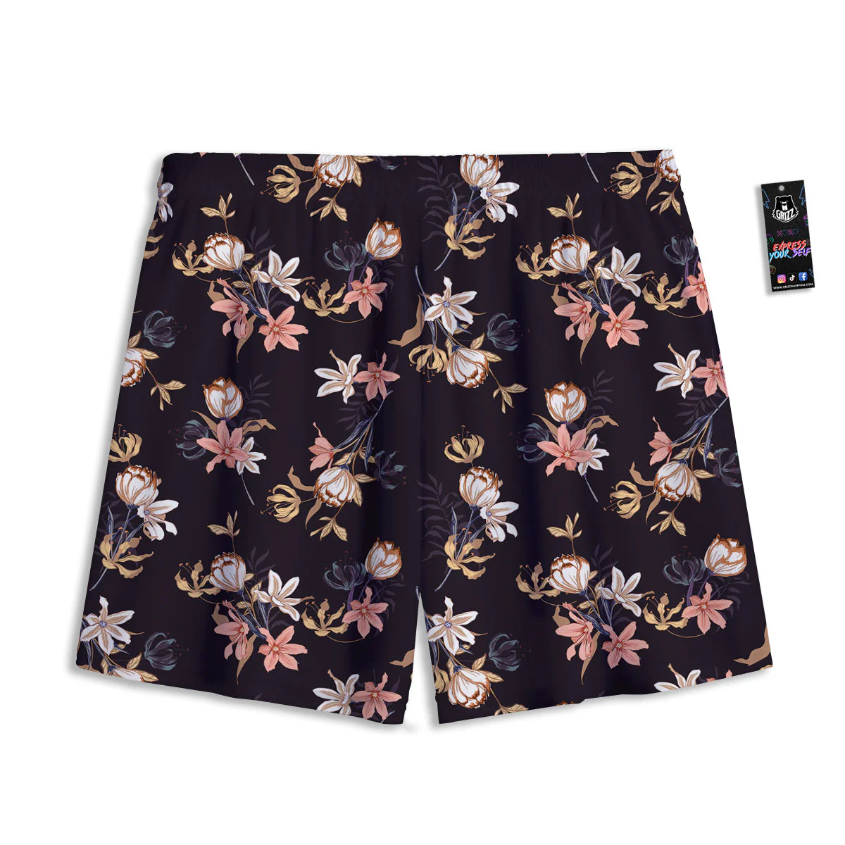 Wild Flower Print Pattern Mesh Shorts - Image 2