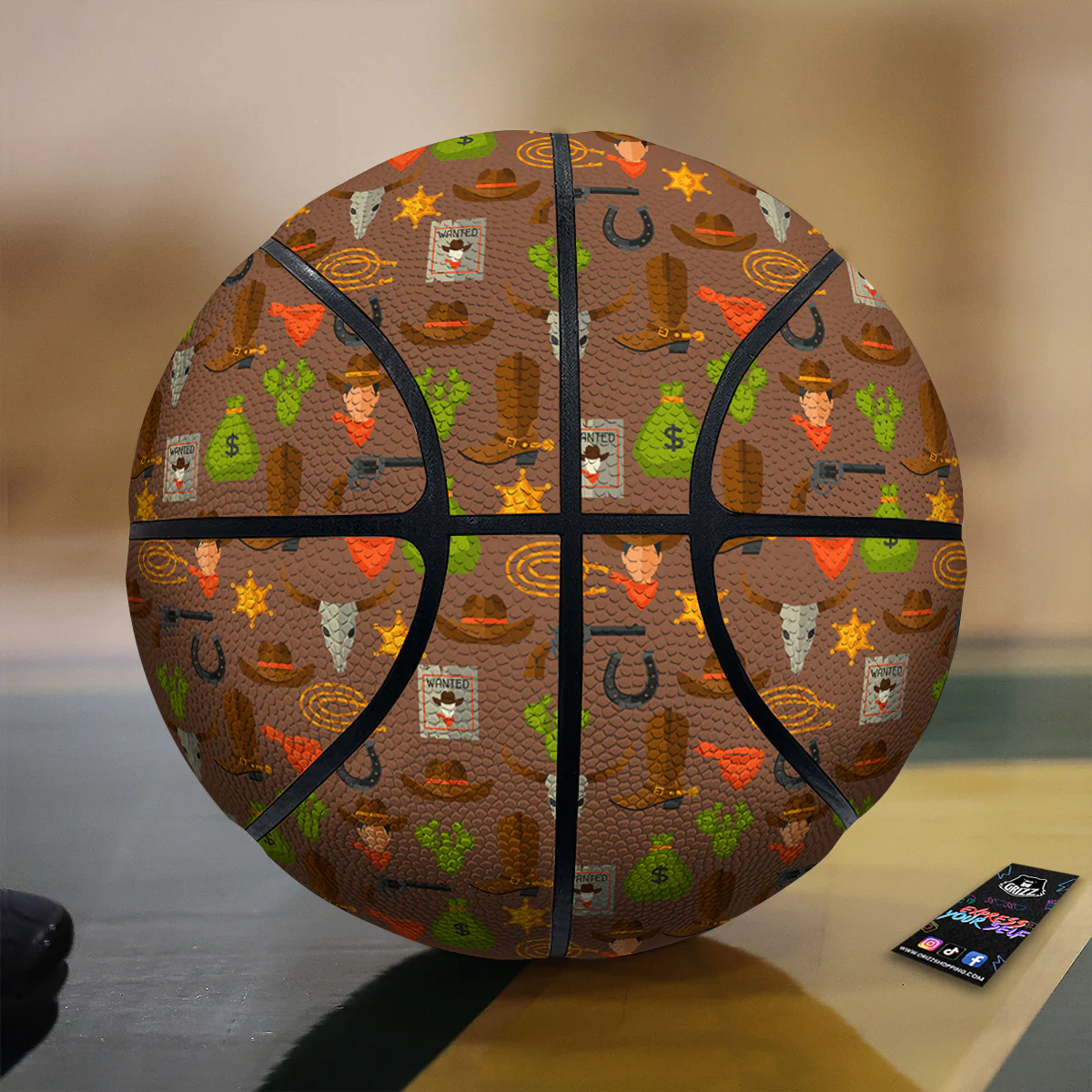 Wild West And Emoji Cowboy Style Print Pattern Basketball