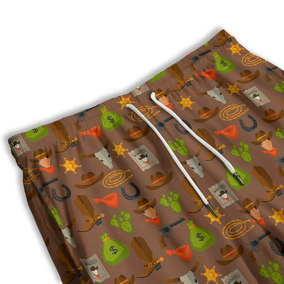 Wild West And Emoji Cowboy Style Print Pattern Men's Athletic Shorts - Image 3