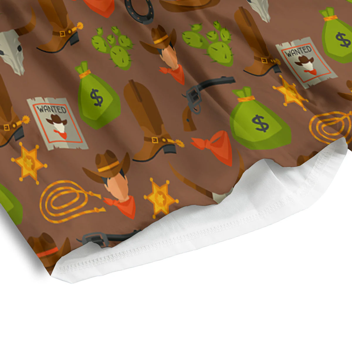 Wild West And Emoji Cowboy Style Print Pattern Men's Athletic Shorts - Image 4
