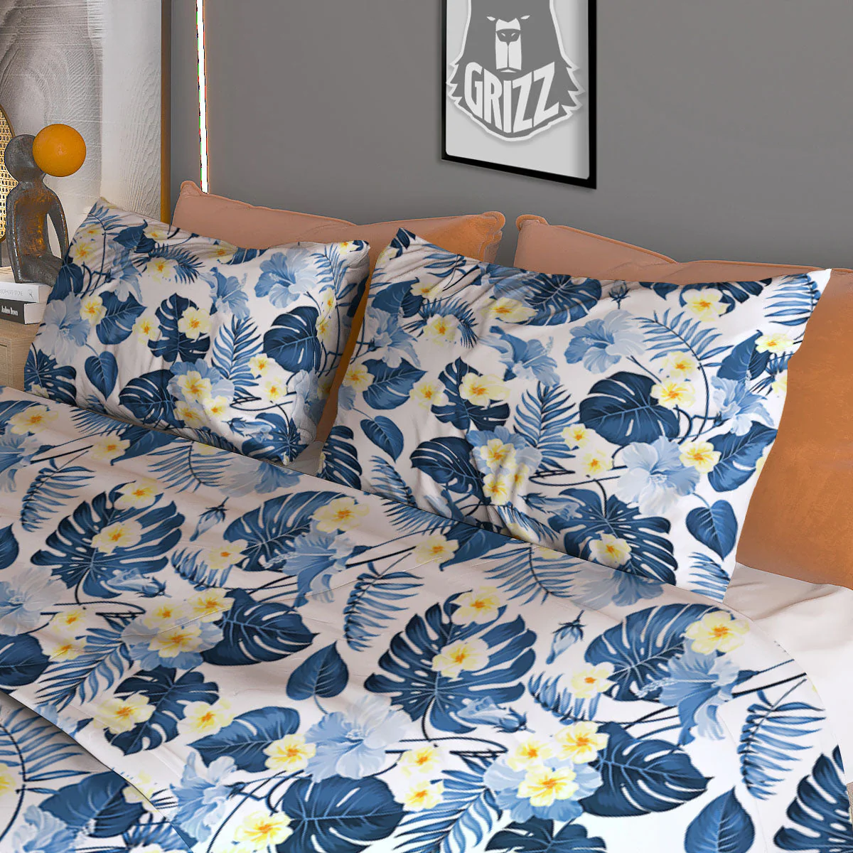 Wildflowers Blue Hawaiian Print Pattern Duvet Cover Bedding Set - Image 3