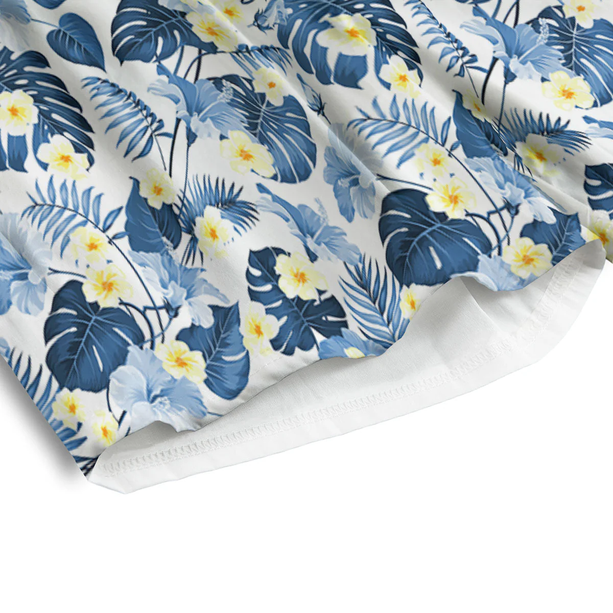 Wildflowers Blue Hawaiian Print Pattern Men's Athletic Shorts - Image 4