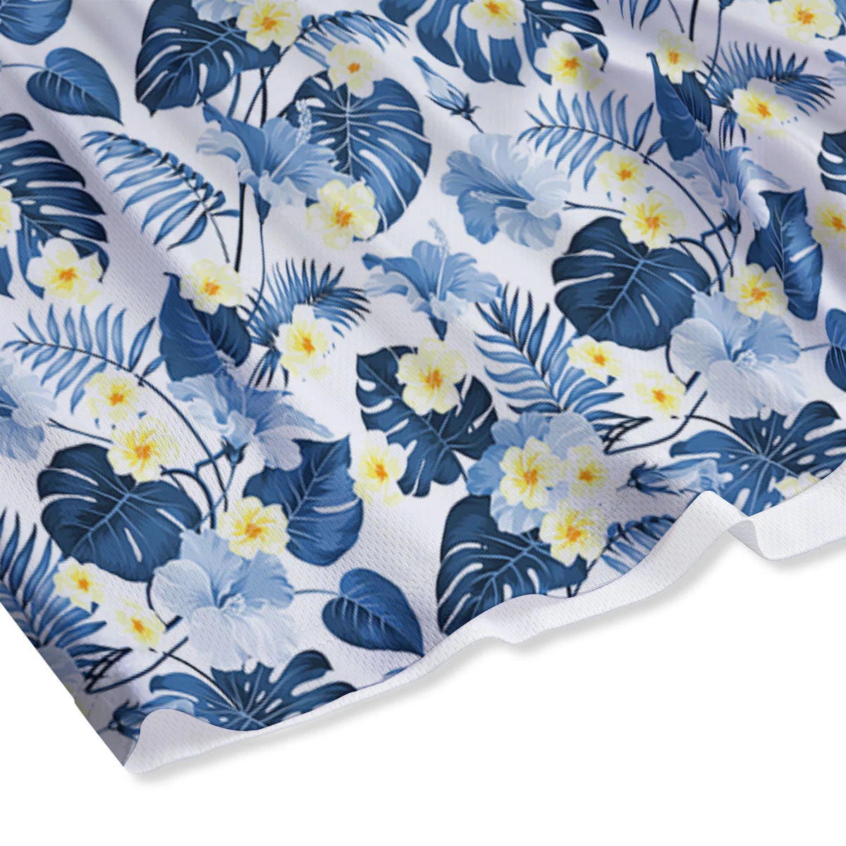 Wildflowers Blue Hawaiian Print Pattern Mesh Shorts - Image 4