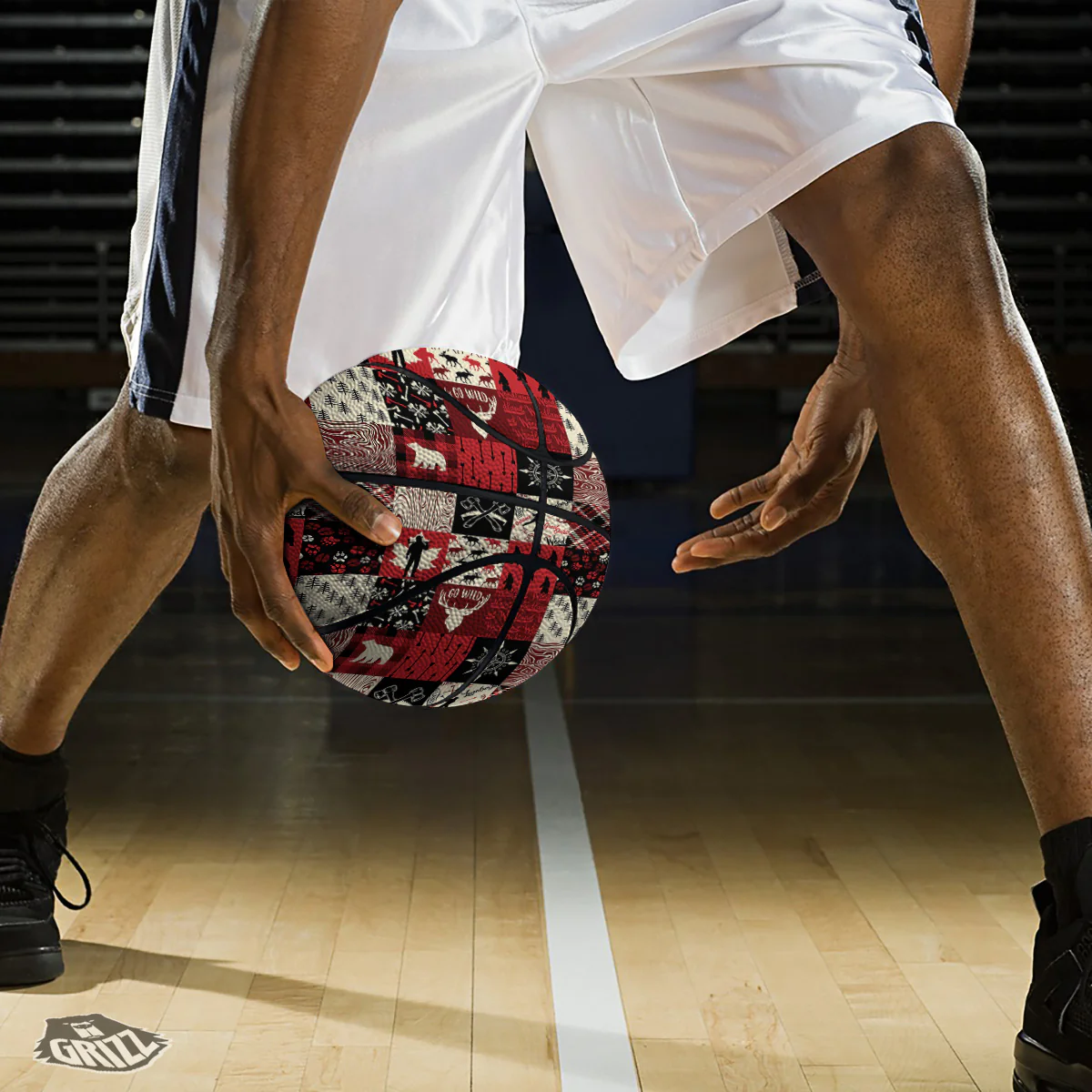 Wildlife Red Plaid Print Pattern Basketball - Image 3