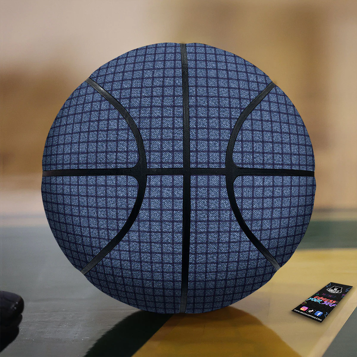 Windowpane Denim Print Pattern Basketball