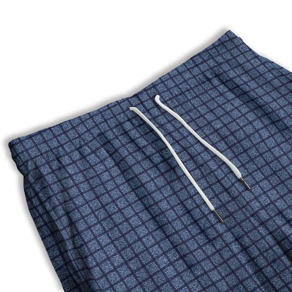Windowpane Denim Print Pattern Men's Athletic Shorts - Image 3