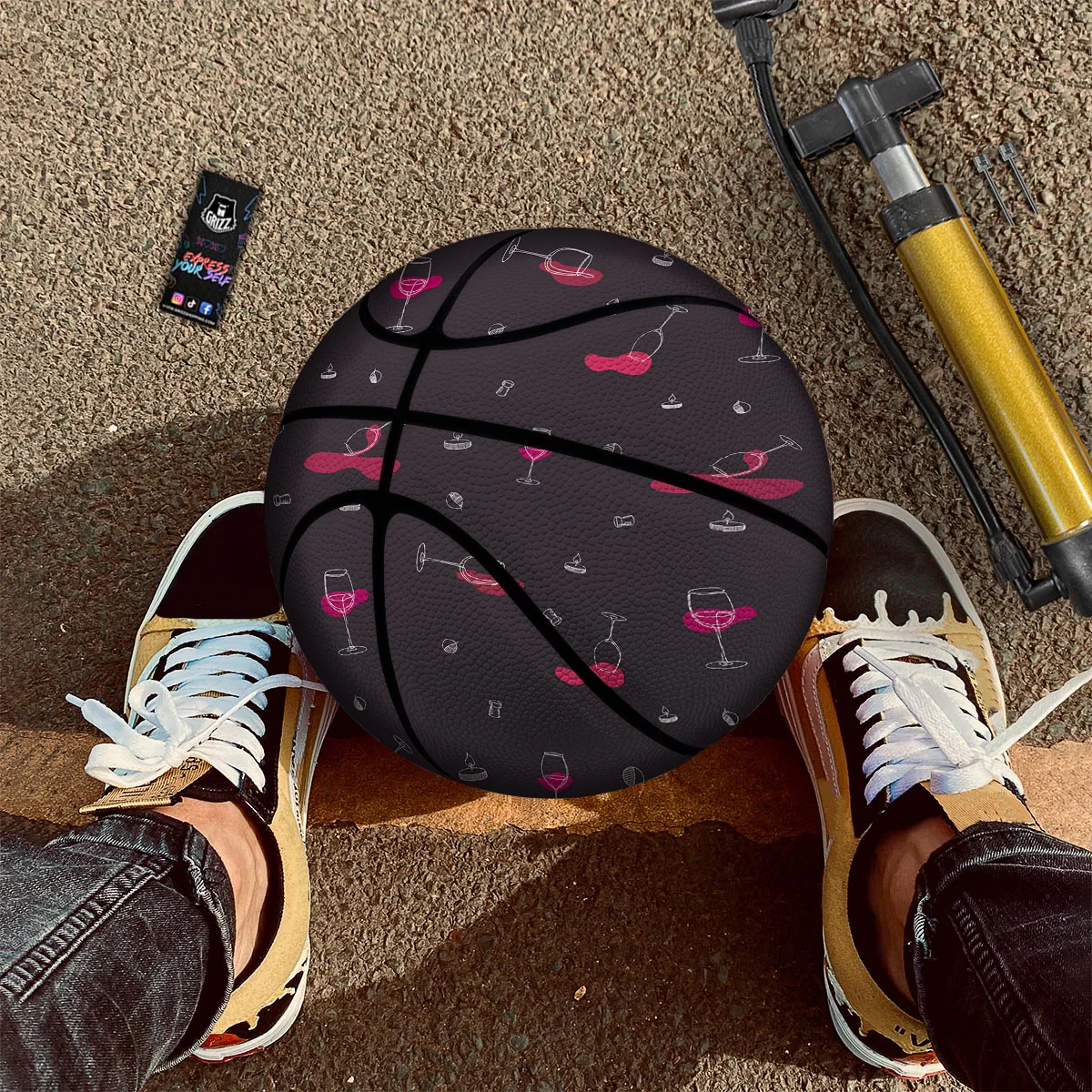 Wine Splash Print Pattern Basketball - Image 2