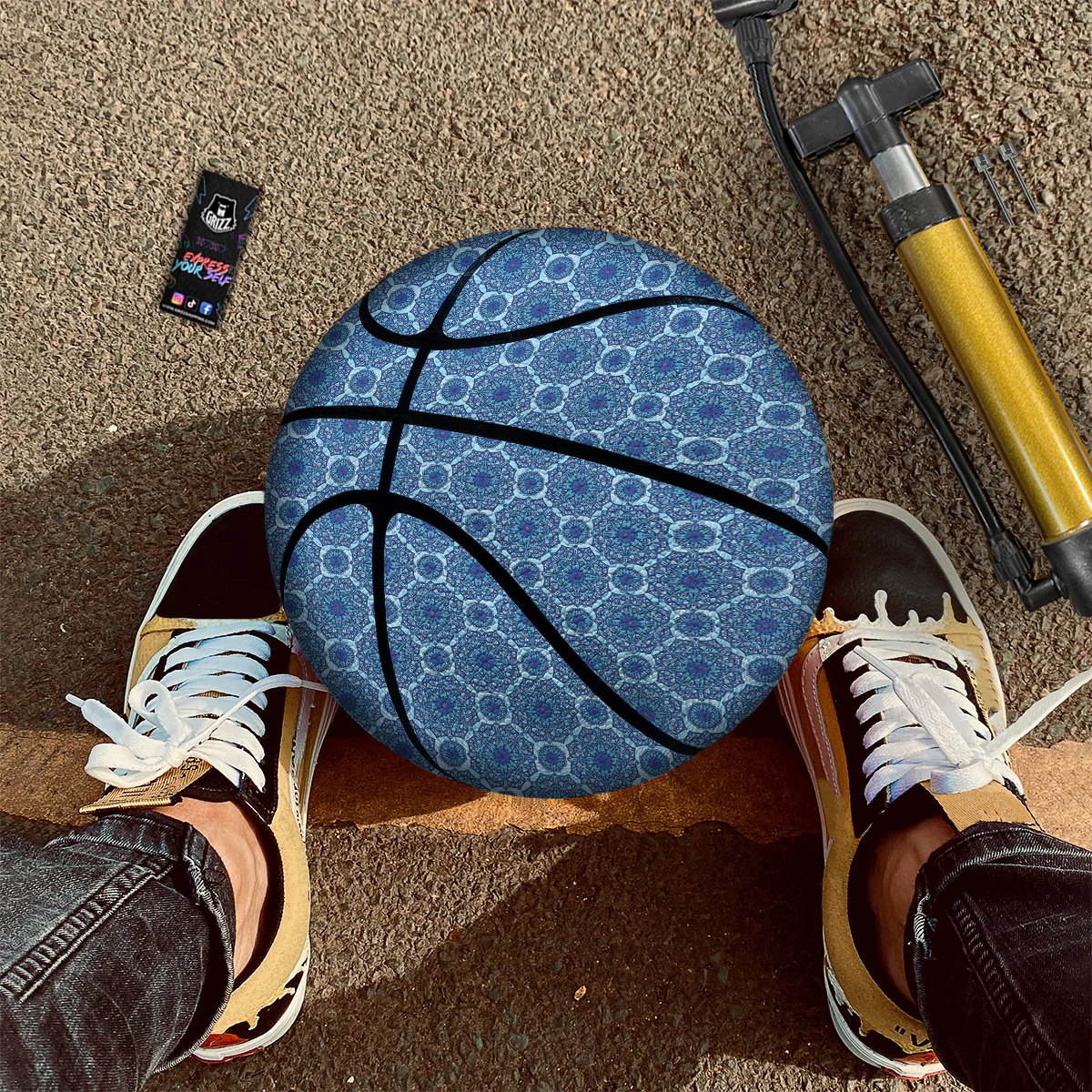 Winter Mandala Blue Print Basketball - Image 3