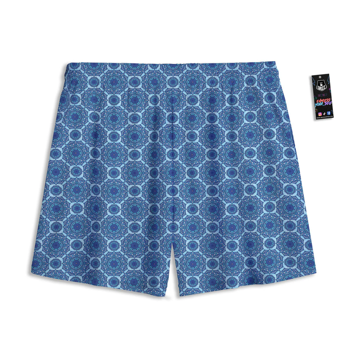 Winter Mandala Blue Print Mesh Shorts - Image 2