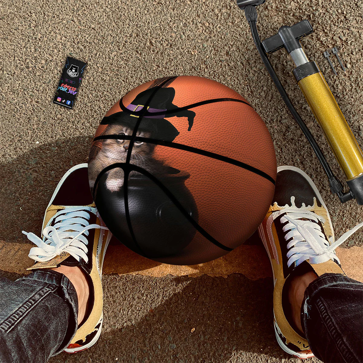 Witch Cat Halloween Cute Print Basketball - Image 2