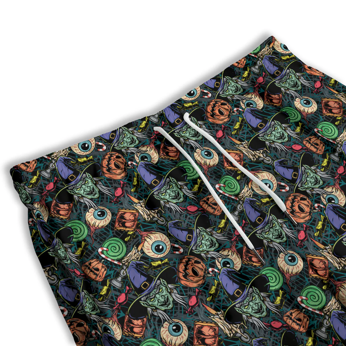Witch Halloween Elements Print Pattern Men's Athletic Shorts - Image 3