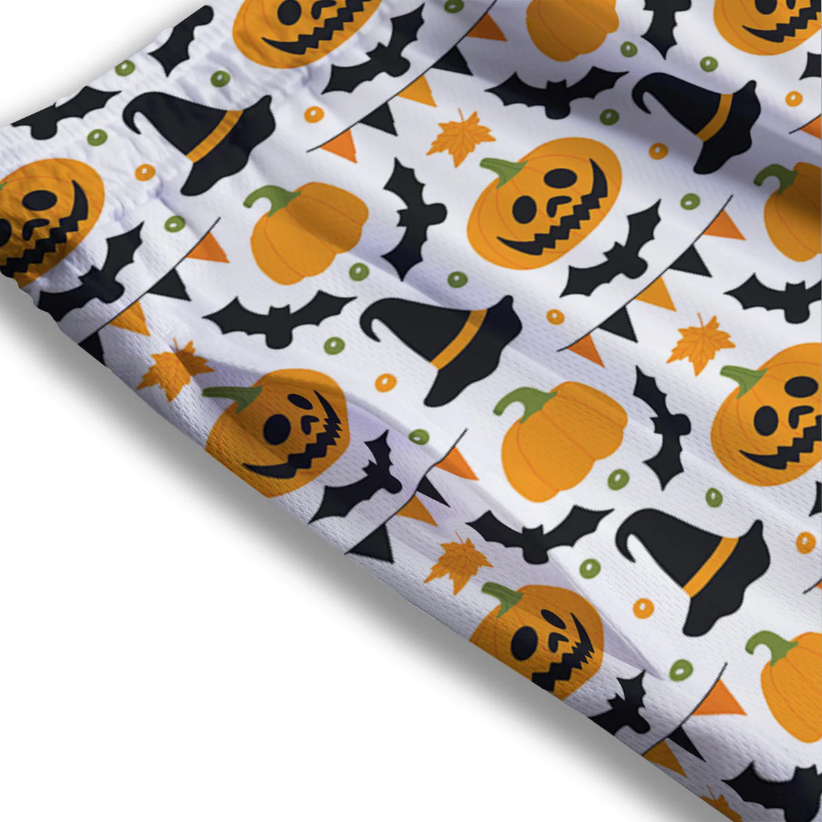 Witch Hat Halloween Print Pattern Mesh Shorts - Image 3