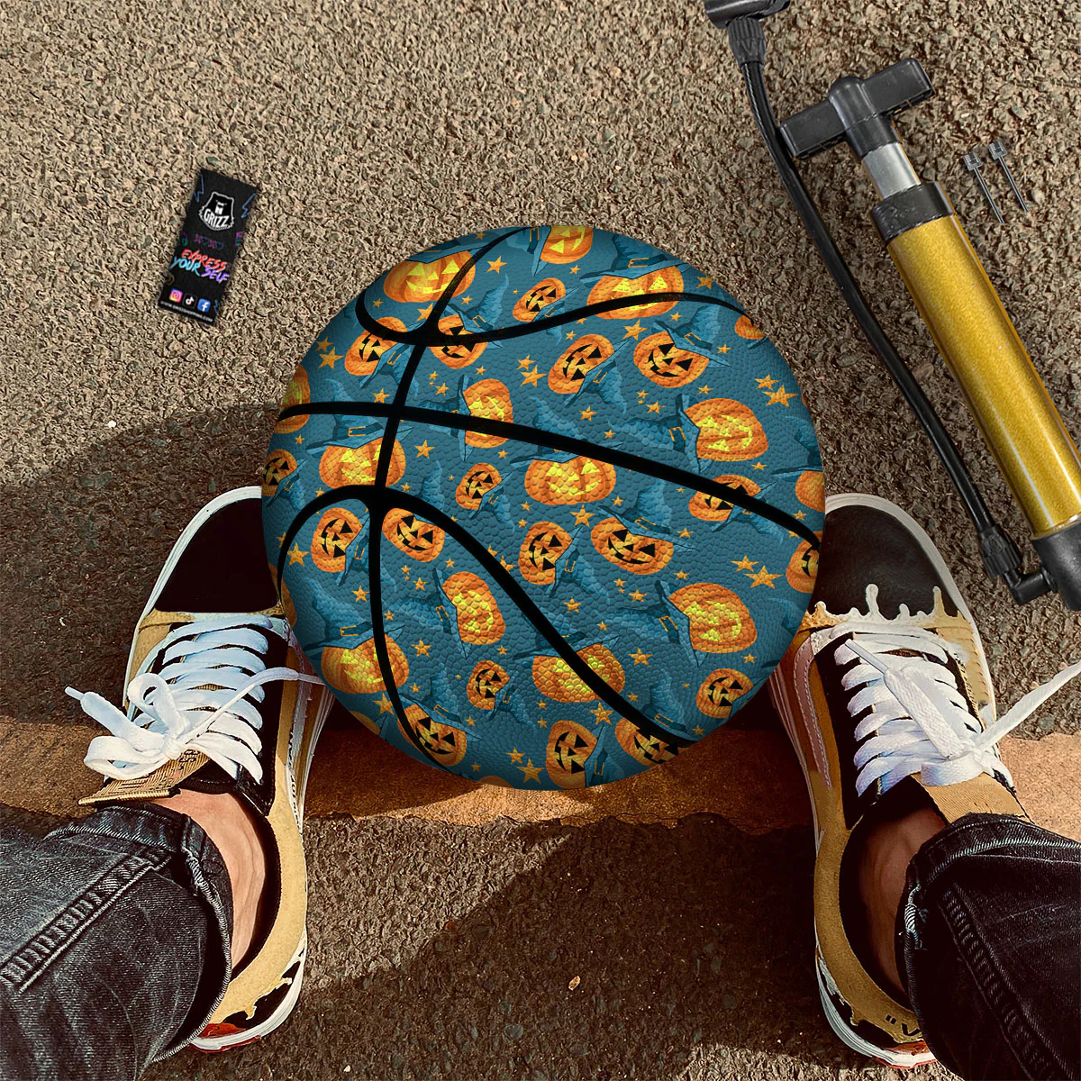 Witch Hat Pumpkin Print Pattern Basketball - Image 2