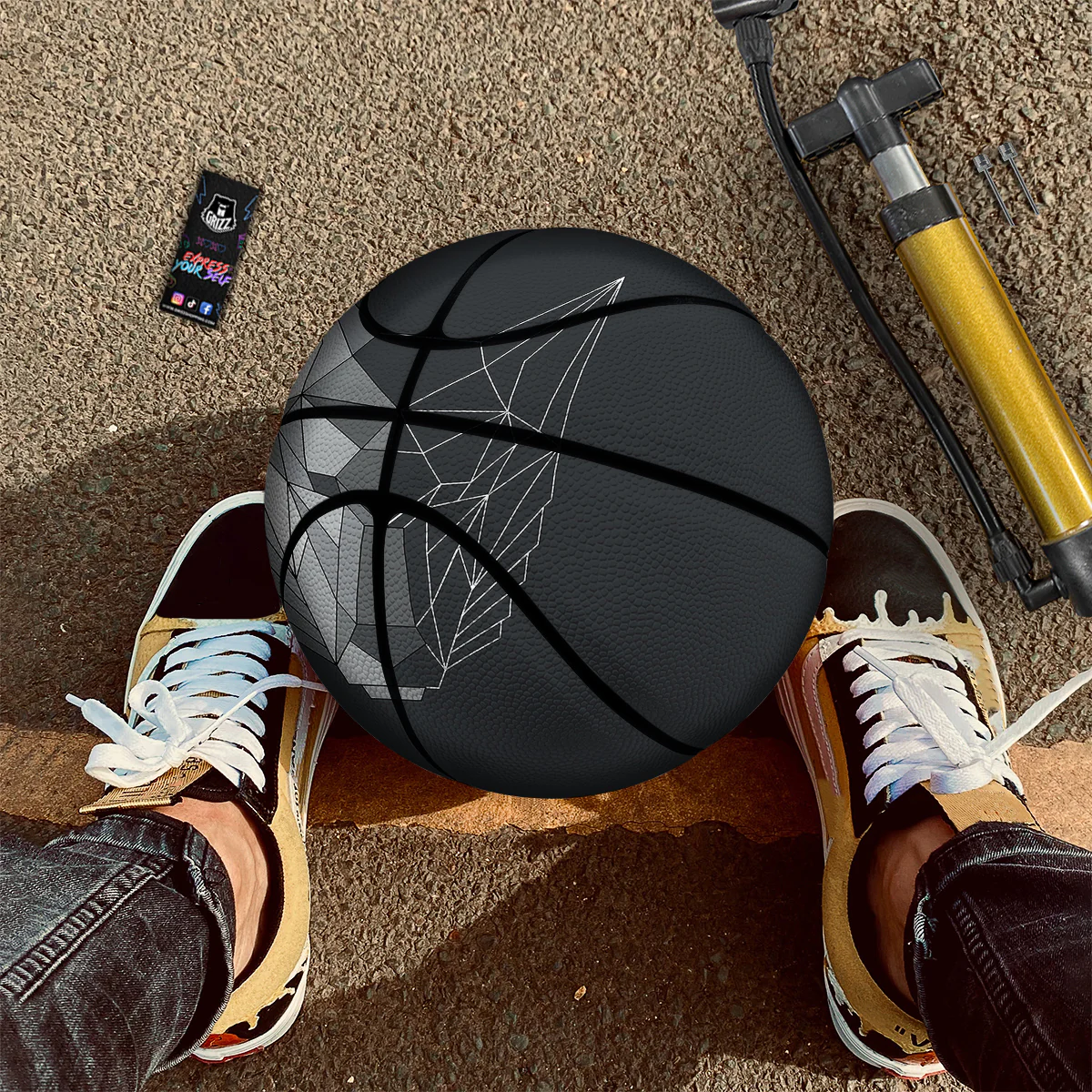Wolf Geometric Dark Print Basketball - Image 2