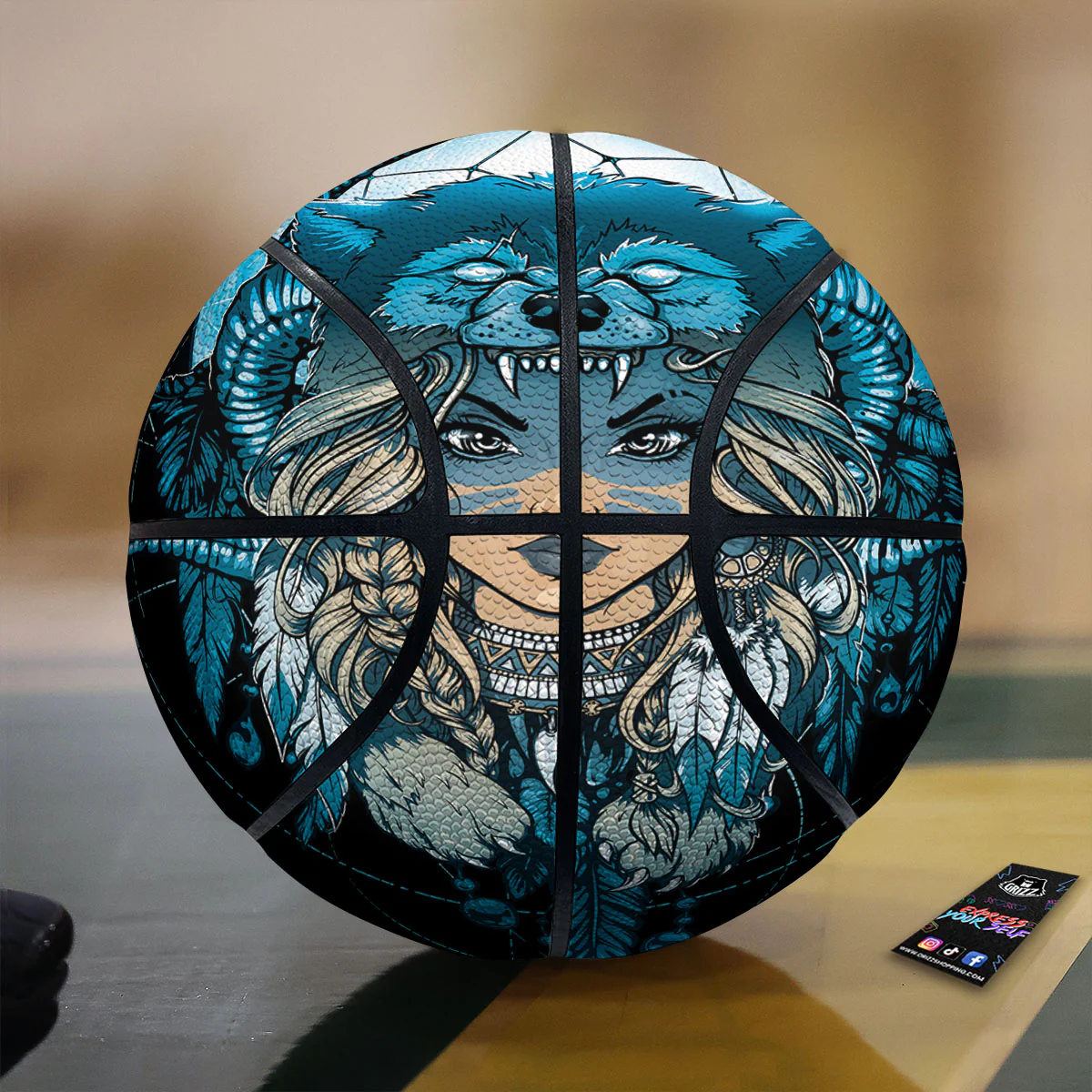 Wolf Girl Native American Print Basketball