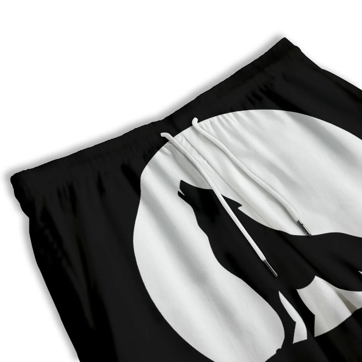 Wolf Howling Monochrome Print Men's Athletic Shorts - Image 3