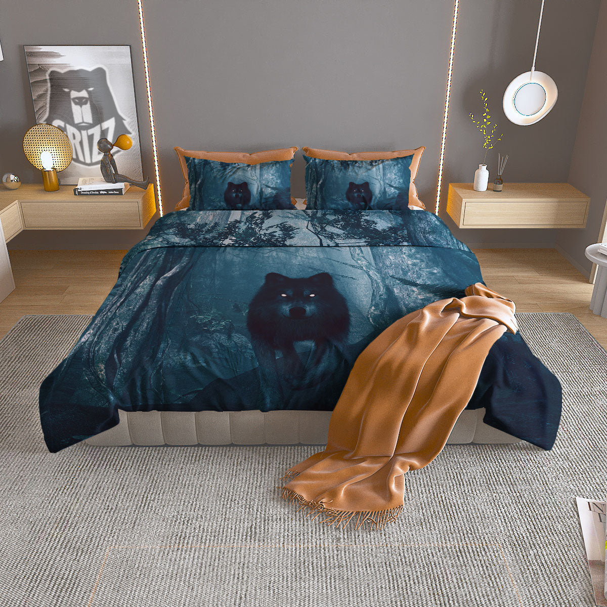 Wolf Jungle Print Duvet Cover Bedding Set