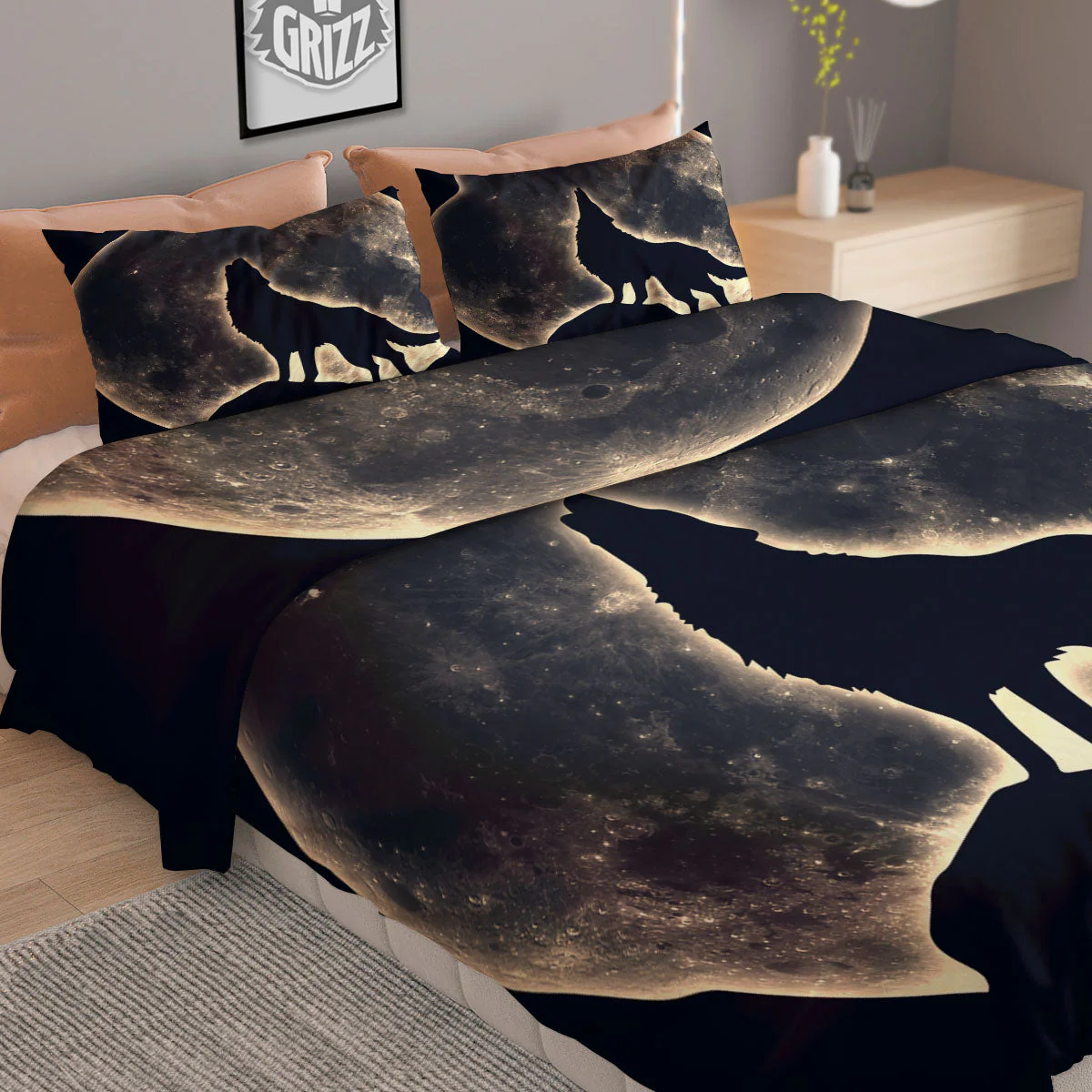 Wolf Moonlight Print Duvet Cover Bedding Set - Image 2