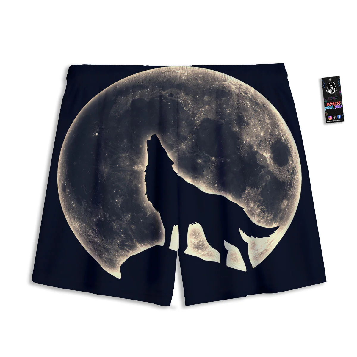Wolf Moonlight Print Mesh Shorts - Image 2