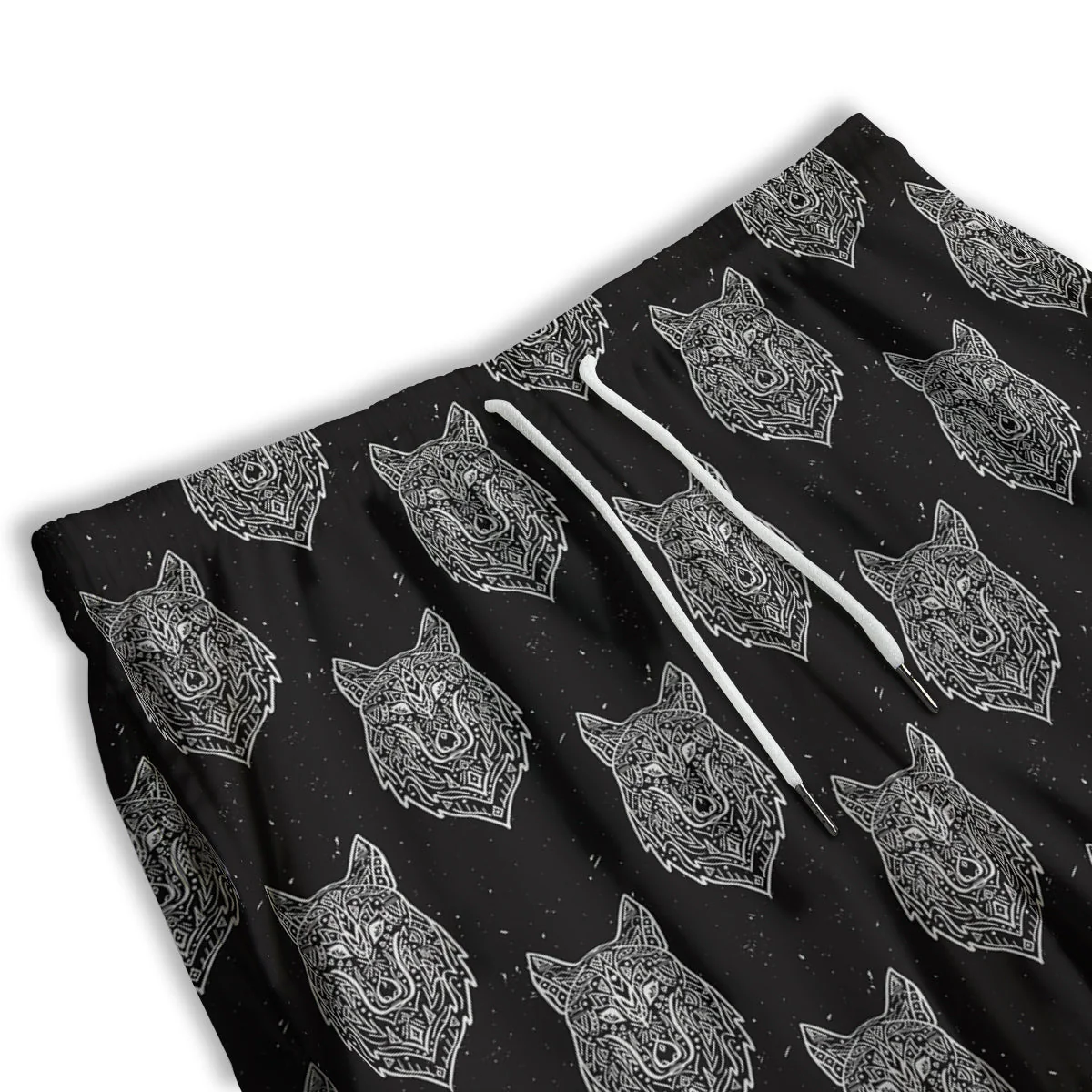 Wolf Native Tribal Print Pattern Men's Athletic Shorts - Image 3
