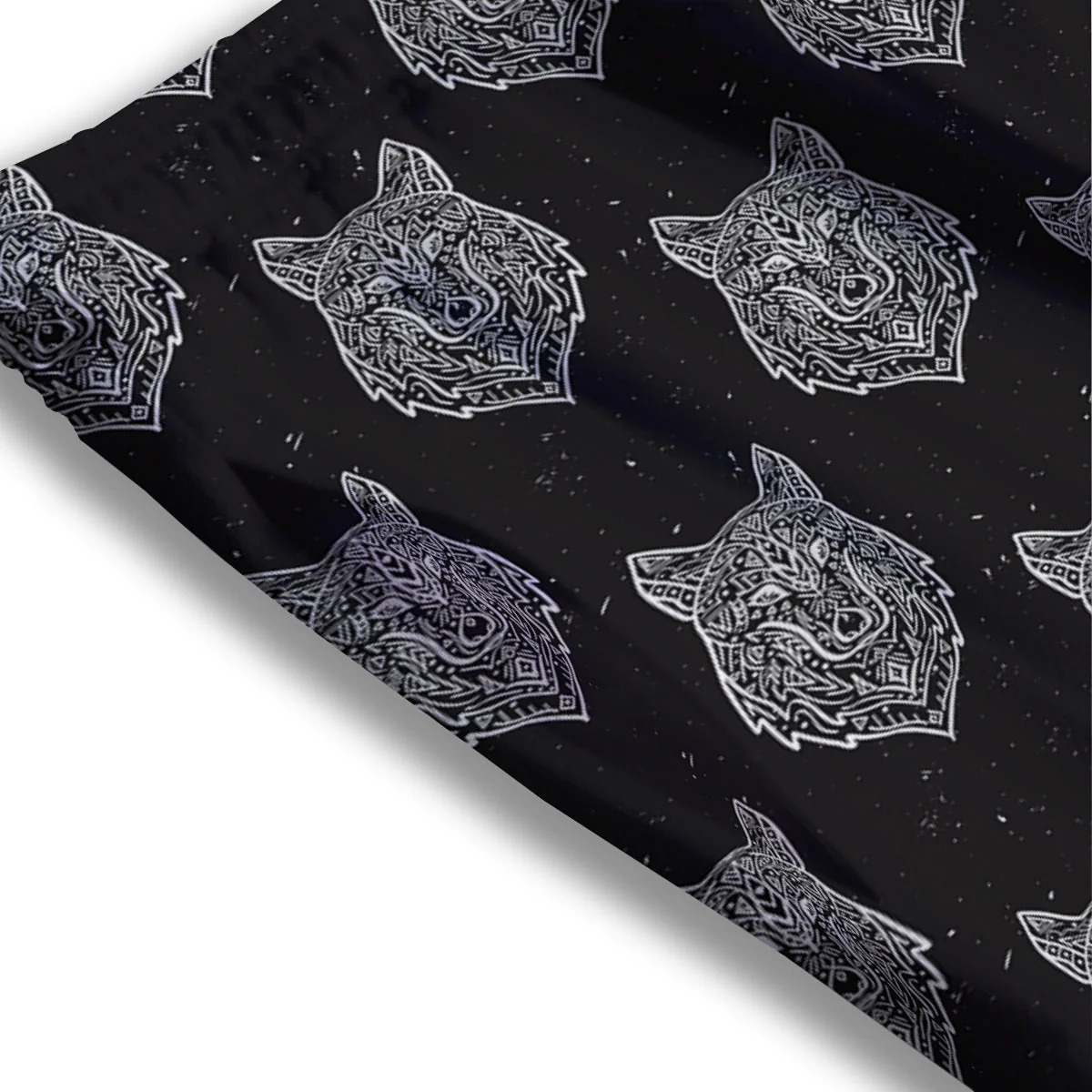 Wolf Native Tribal Print Pattern Mesh Shorts - Image 3
