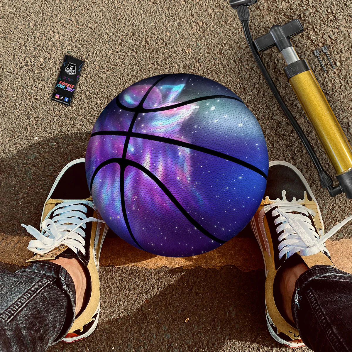 Wolf Spirit Aurora Howling Print Basketball - Image 2