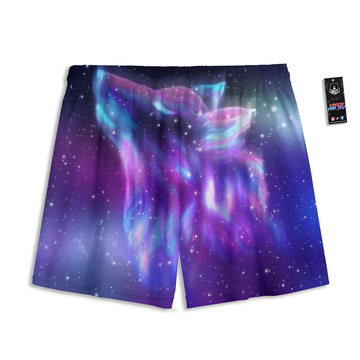 Wolf Spirit Aurora Howling Print Mesh Shorts - Image 2