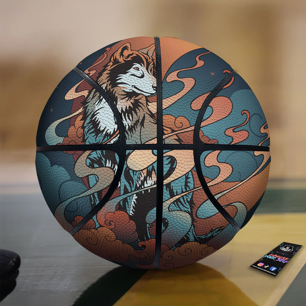 Wolf Spirit Night Forest Print Basketball