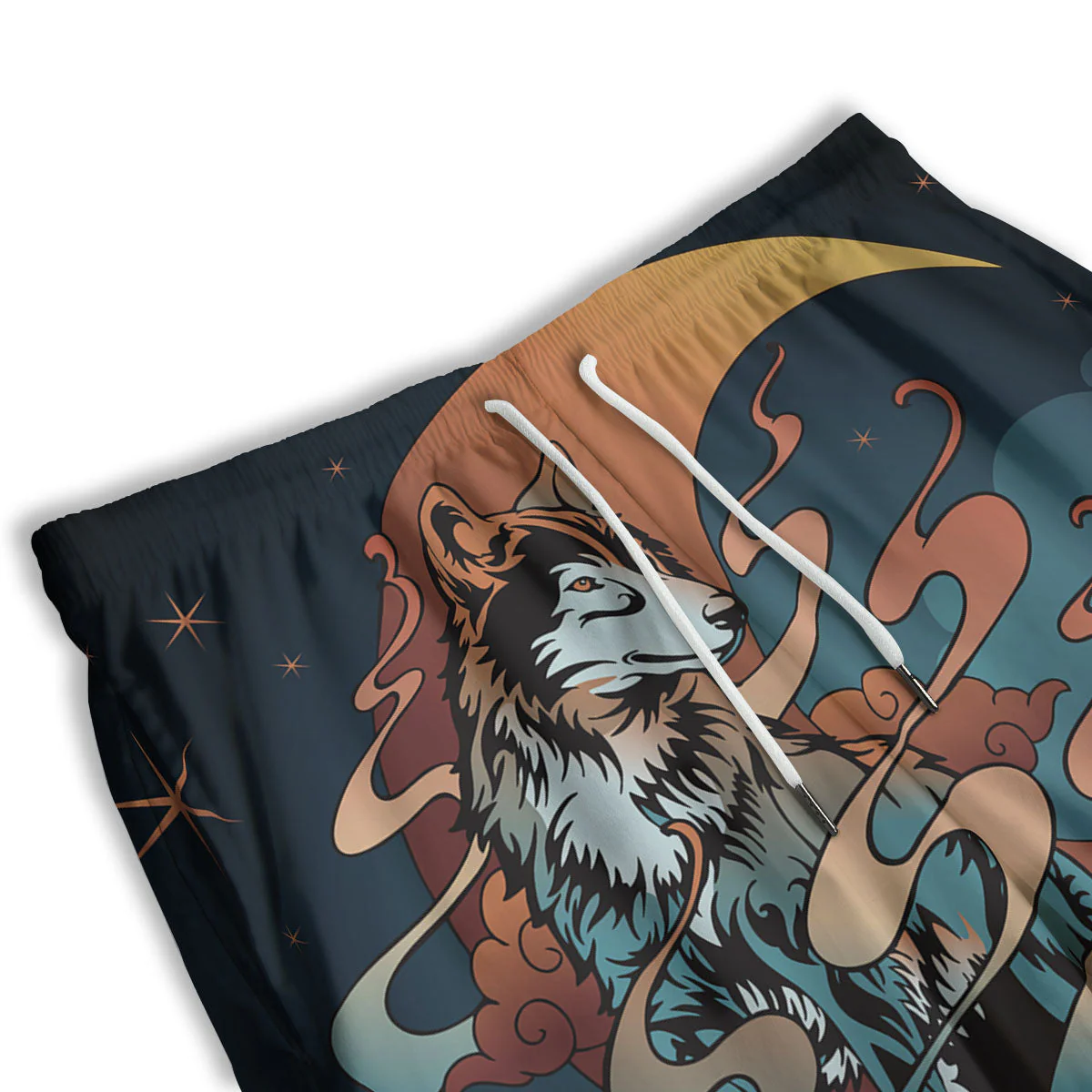 Wolf Spirit Night Forest Print Men's Athletic Shorts - Image 3