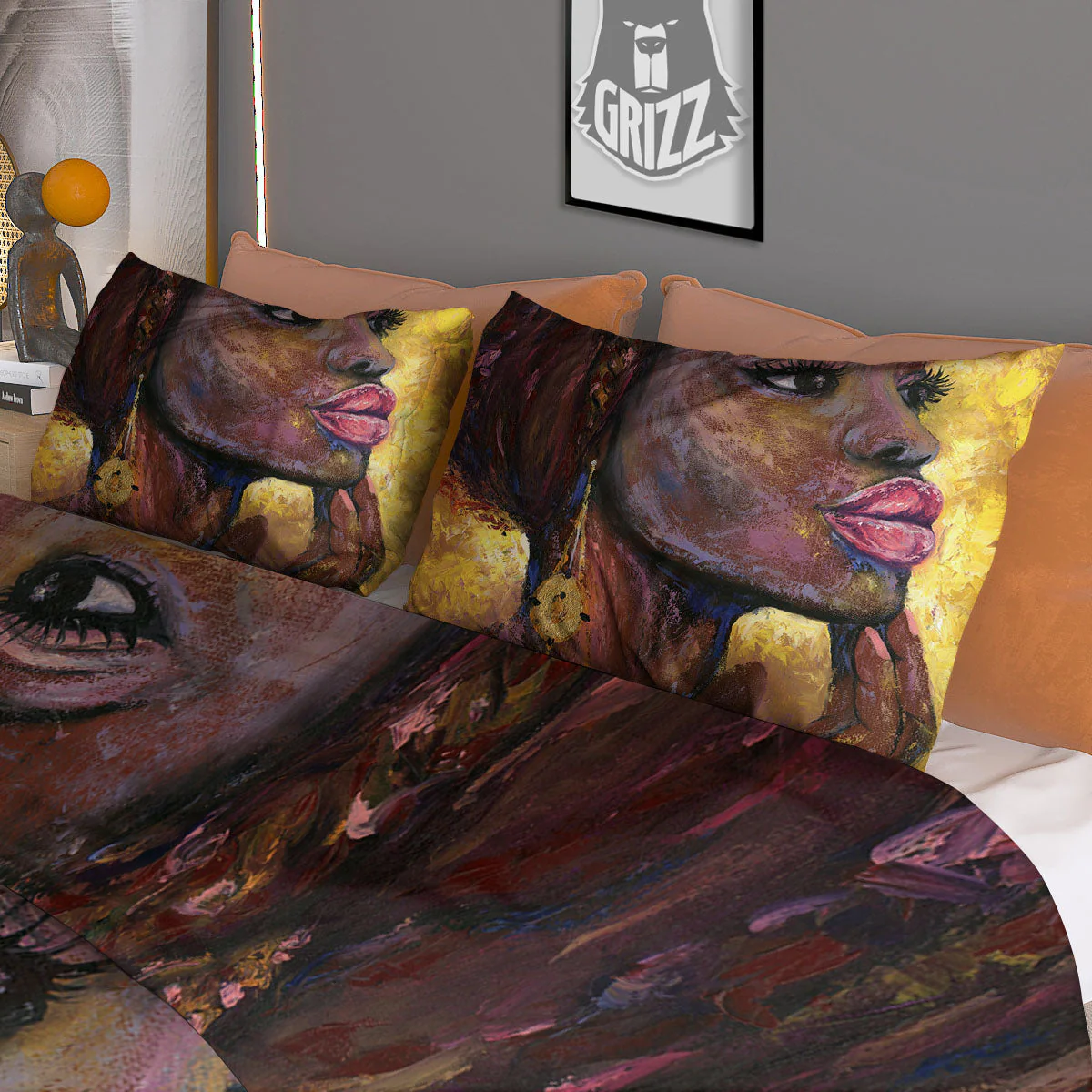 Woman African Print Duvet Cover Bedding Set - Image 3