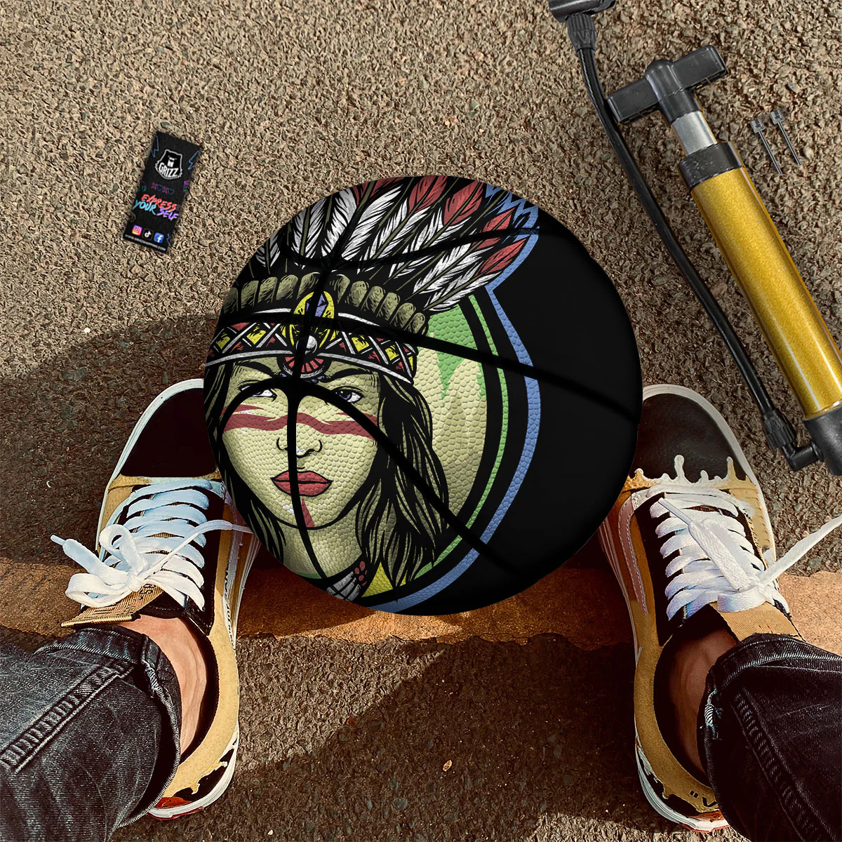 Woman Portrait Native Indian Print Basketball - Image 2
