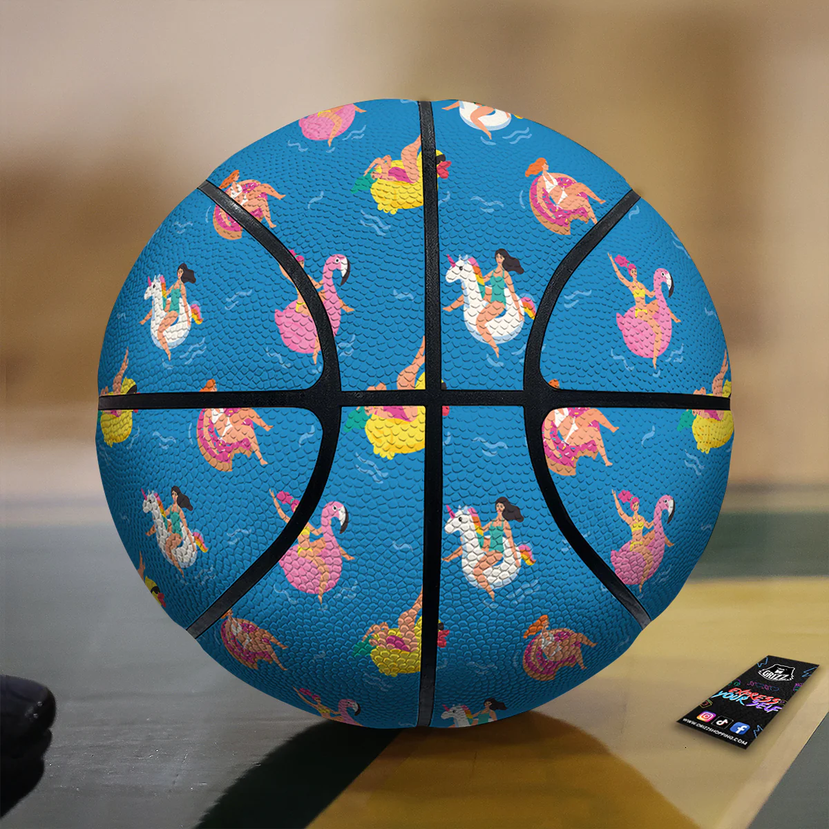 Women Swimming In The Sea Print Pattern Basketball