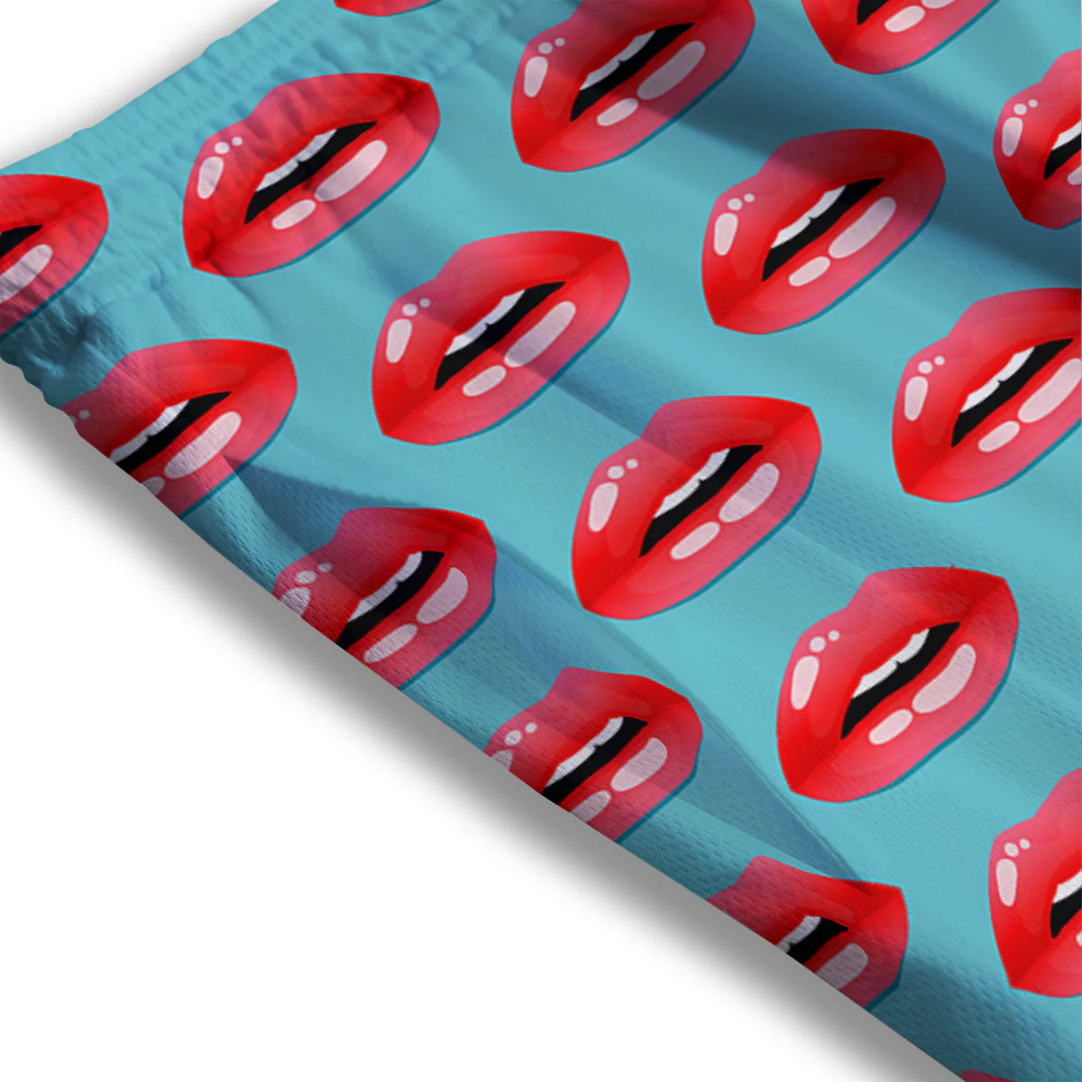 Women's Lips Print Pattern Mesh Shorts - Image 3